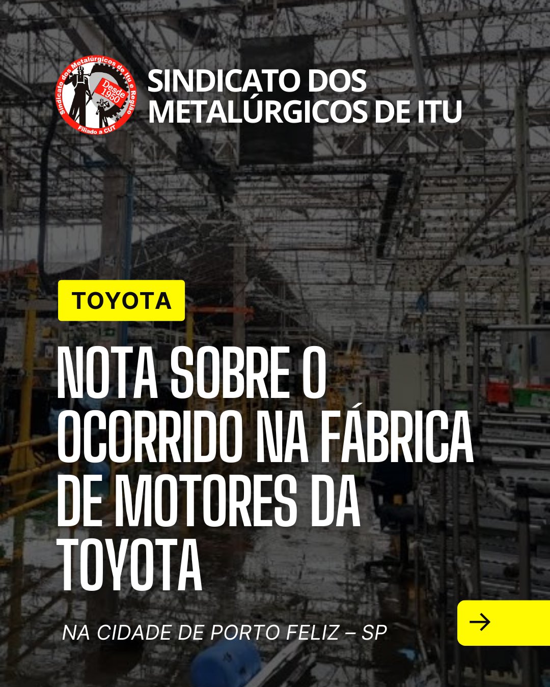 Nota sobre o ocorrido na fábrica de motores da Toyota